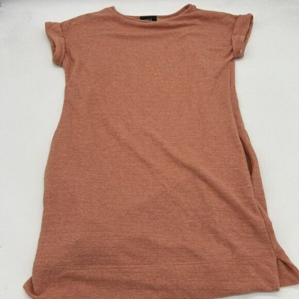 VICI Womens T-Shirt Dress Orange Size Small Cuff Sleeve Pockets